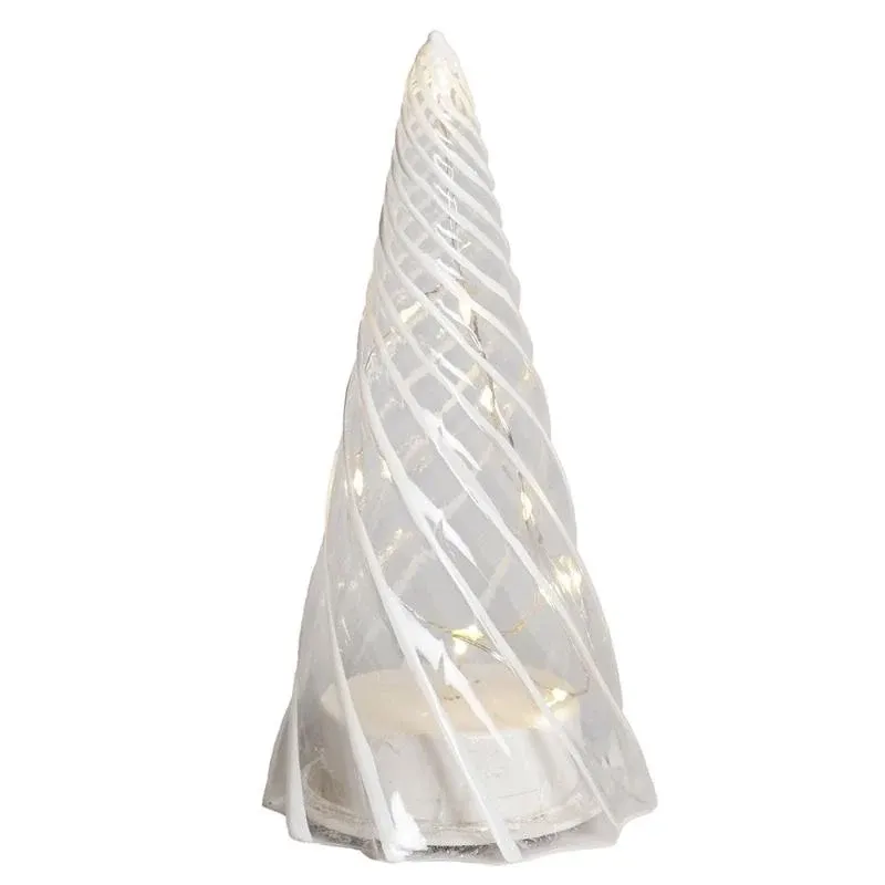 LED světelný stromek, skleněný, čirý, 19 cm 