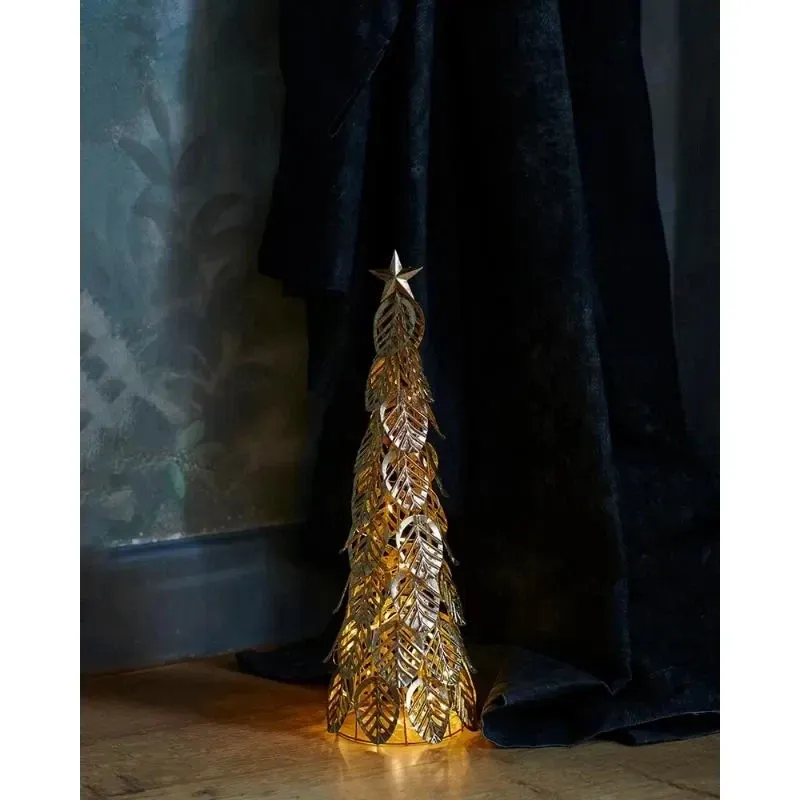 _Staženo LED světelný stromeček, zlatý, 43cm