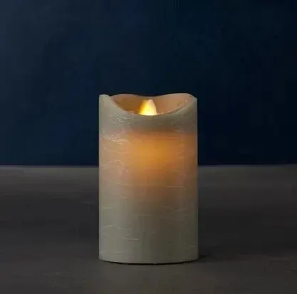 _Staženo Vosková LED svíčka Sara, 12,5 cm, šedá