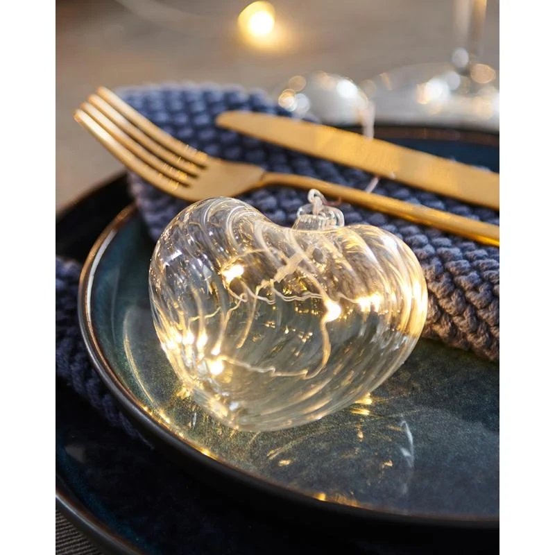 _Staženo LED světelná dekorace, čiré, srdce, 8 cm