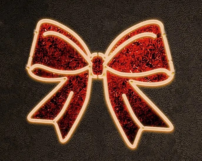 Easy Fix 2D LED světelná mašle VII., červená, 93 × 73 × 3 cm, teple bílá, závěsná, 3D tisk