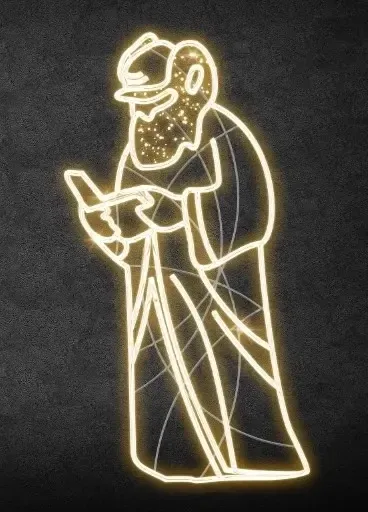 2D LED světelný alchymista, 100 × 190 cm, teple bílá, stojící, 3D tisk