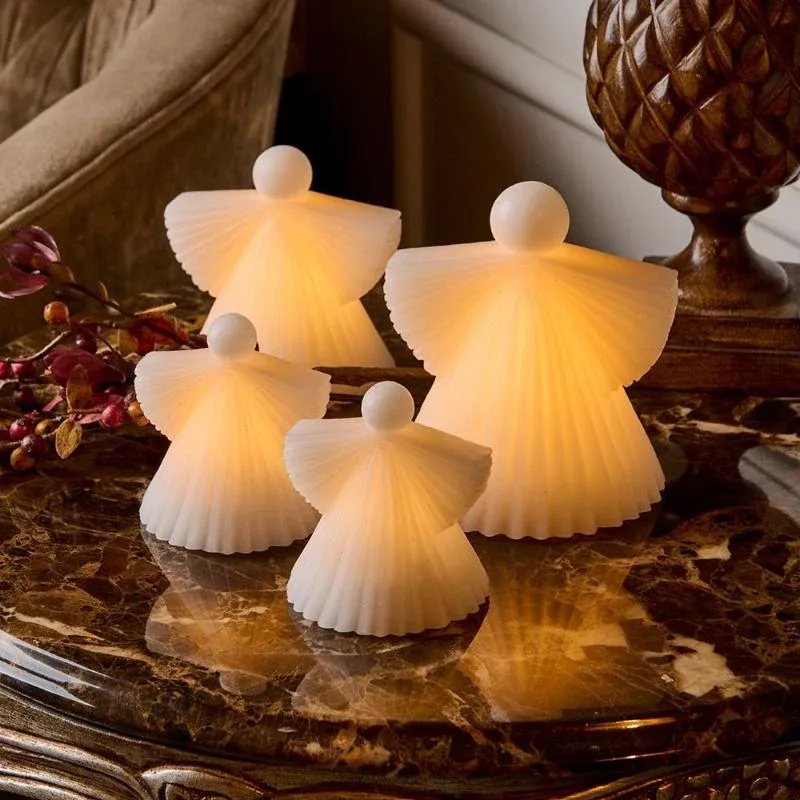 _Staženo LED svíčka z pravého vosku anděl, bílý, sada 2 kusy, 10 cm