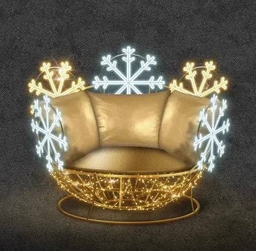 3D LED světelné křeslo, 150 × 160 × 150 cm, teple a ledově bílá, 36 V, 41,4 W, 37,9 kg