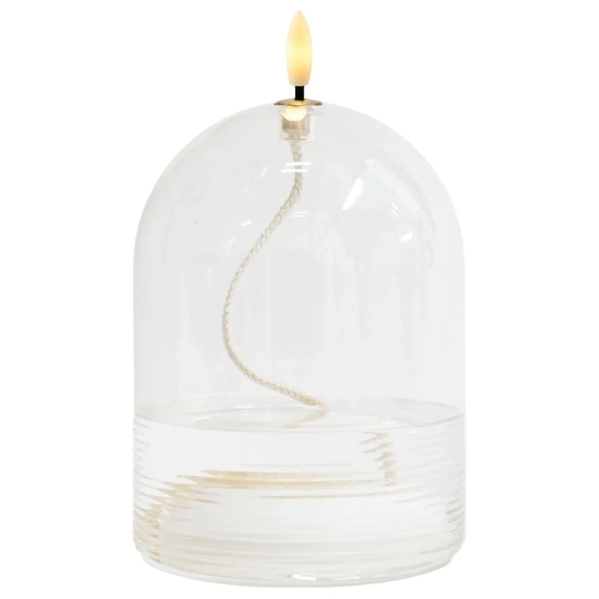 LED olejová lampa Dea, Ø 11 × 15 cm, čirá