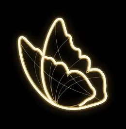 2D LED světelná motýlí křídla, 95 × 100 cm, teple bílá, závěsný, 3D tisk