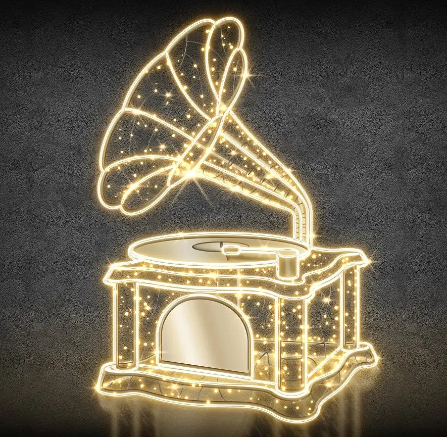 LED světelný gramofon, teple bílá