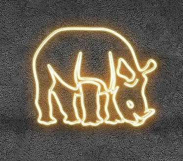 Eco Fix 2D LED světelný nosorožec, závěsný, 170 × 134 × 5 cm, teple bílá, 3D tisk, zlatý
