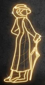 2D LED světelná dáma s deštníkem, 95 × 195 cm, teple bílá, stojící, 3D tisk