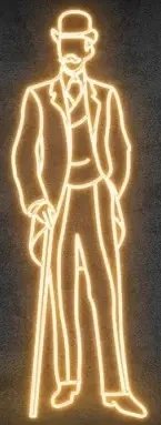 2D LED světelný gentleman, 71 × 210 cm, teple bílá, stojící, 3D tisk