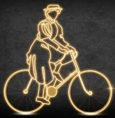 Eco Fix 2D LED světelný cyklistka, 175 × 188 × 60 cm, teple bílá, stojící, 3D tisk