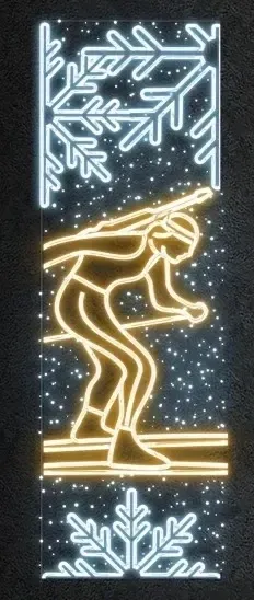 Easy Fix 2D LED světelný banner rychlobruslení, 80 × 250 cm, teple a ledově bílá, dekor na veřejné osvětlení, hliník