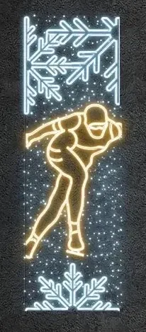 Easy Fix 2D LED světelný banner sáňky I, 80 × 250 cm, teple a ledově bílá, dekor na veřejné osvětlení, hliník