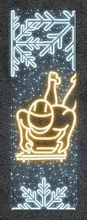 Easy Fix 2D LED světelný banner lyžař, 80 × 250 cm, teple a ledově bílá, dekor na veřejné osvětlení, hliník