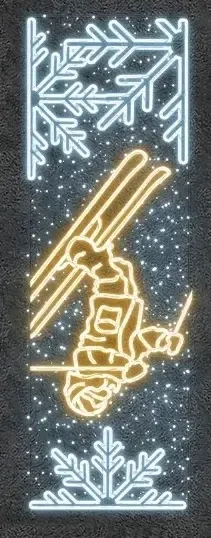 Easy Fix 2D LED světelný banner sáňky II, 80 × 250 cm, teple a ledově bílá, dekor na veřejné osvětlení, hliník