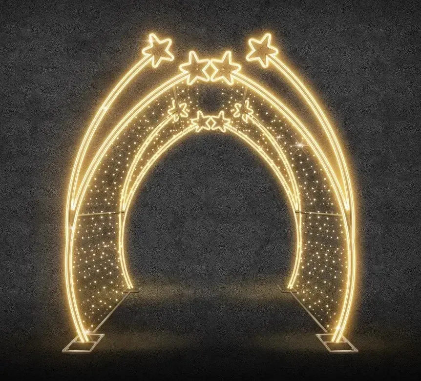Easy Fix 3D LED světelný tunel s hvězdami, 200 × 250 × 200 cm, teple bílá s Flash, hliník