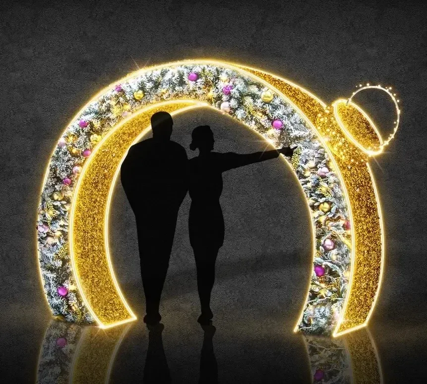 3D LED světelná brána ozdoba, 250 × 220 cm, teple bílá, hliník