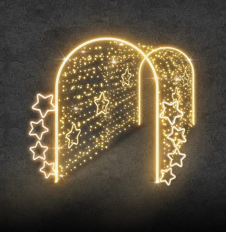 Eco Fix 3D LED světelný tunel, 200 × 250 × 400 cm, teple bílá, hliník