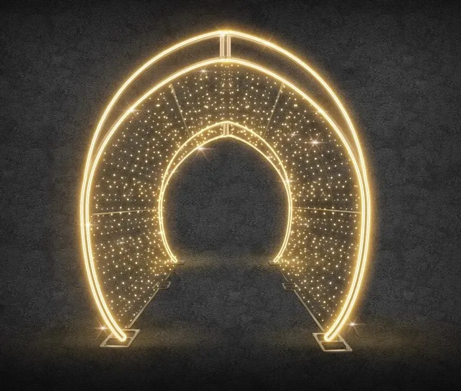 3D LED světelný tunel, 300 × 320 × 400 cm, teple bílá
