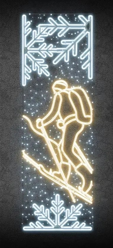 Easy Fix 2D LED světelný banner běžkař, 80 × 247 cm, teple a ledově bílá, dekor na veřejné osvětlení, hliník