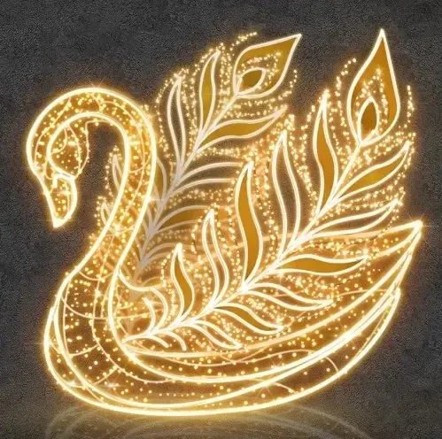 3D LED světelná labuť 400 cm, teple bílá