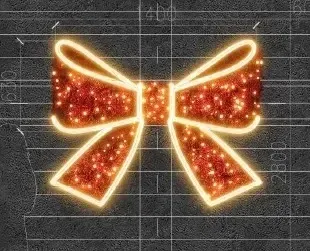 3D LED světelná mašle, 140 × 65 cm, teple bílá s hadicí