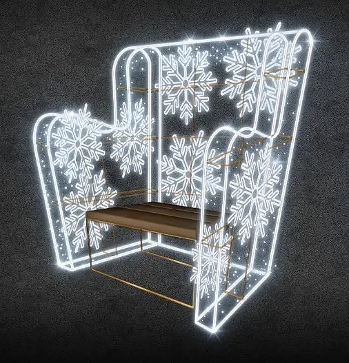 3D LED světelné křeslo, 183 × 204 × 118 cm, ledově bílá, 230 V