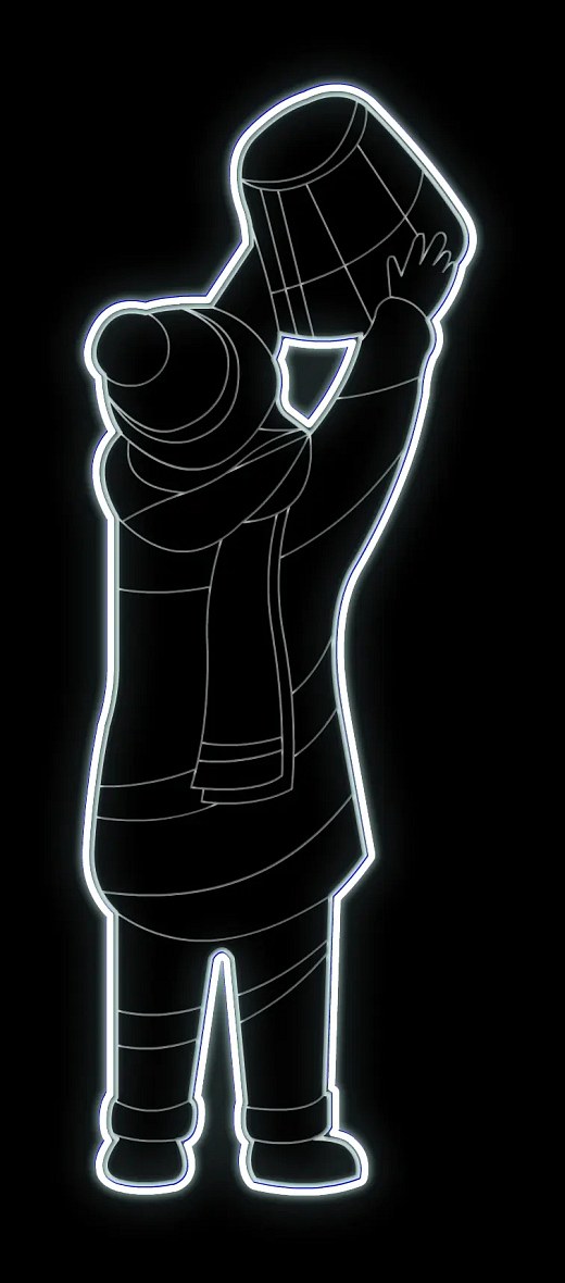 Eco Fix 2D LED světelný dekor, dítě II., 60 × 170 × 3 cm, ledově bílá, závěsný, 3D tisk