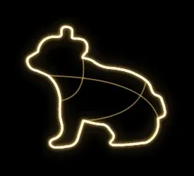 Eco Fix 2D LED světelné medvídě, sedící z profilu, závěsné, 94 × 81 × 3 cm, teple bílá, 3D tisk, zlaté