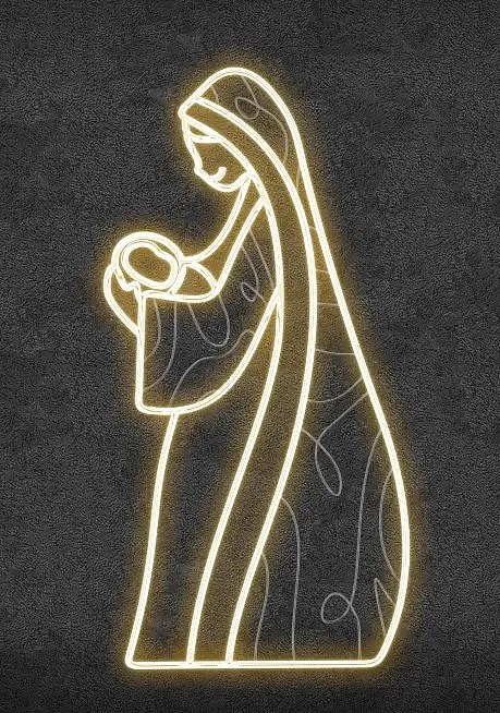 Easy Fix 2D LED světelný dekor, Marie, bílá, 114 × 208 × 63 cm, teple bílá, stojící, 3D tisk, hliník
