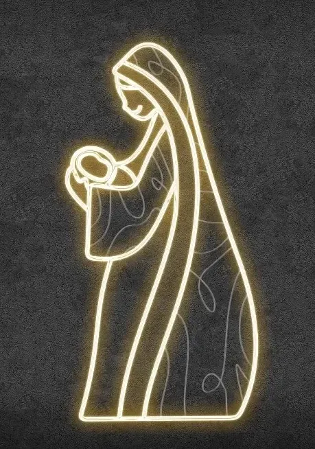 Easy Fix 2D LED světelný dekor, Marie, bílá, 114 × 208 × 63 cm, teple bílá, stojící, 3D tisk, hliník