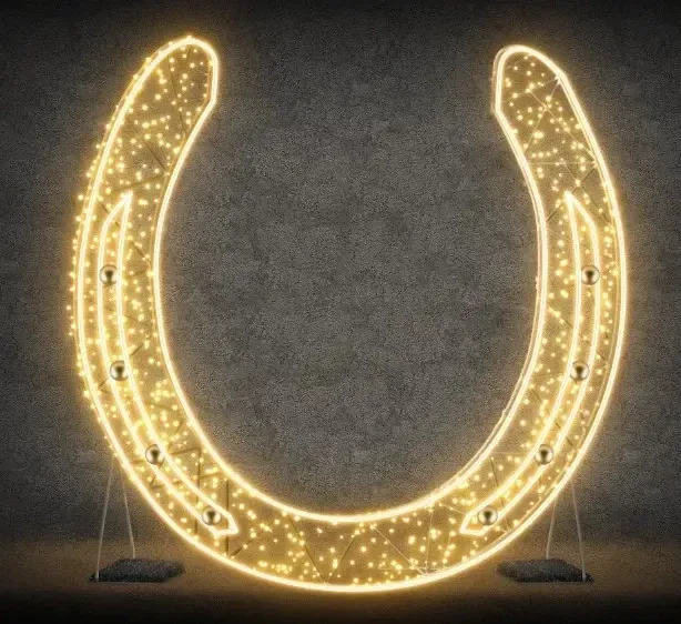 2D LED světelná podkova, 220 × 220 cm, teple bílá, stojící, 3D tisk