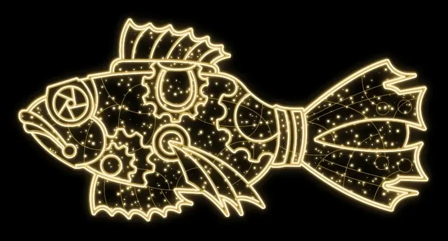 Eco Fix 2D LED světelná roboryba, 245 × 120 cm, teple bílá, stojící, 3D tisk