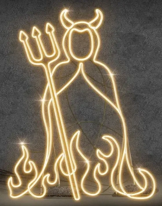2D LED světelný lucifer, 128 × 165 cm, teple bílá, stojící