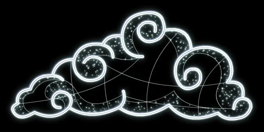 Eco Fix 2D LED světelný obláček, 220 × 102 × 60 cm, ledově bílá, stojící, 3D tisk, hliník