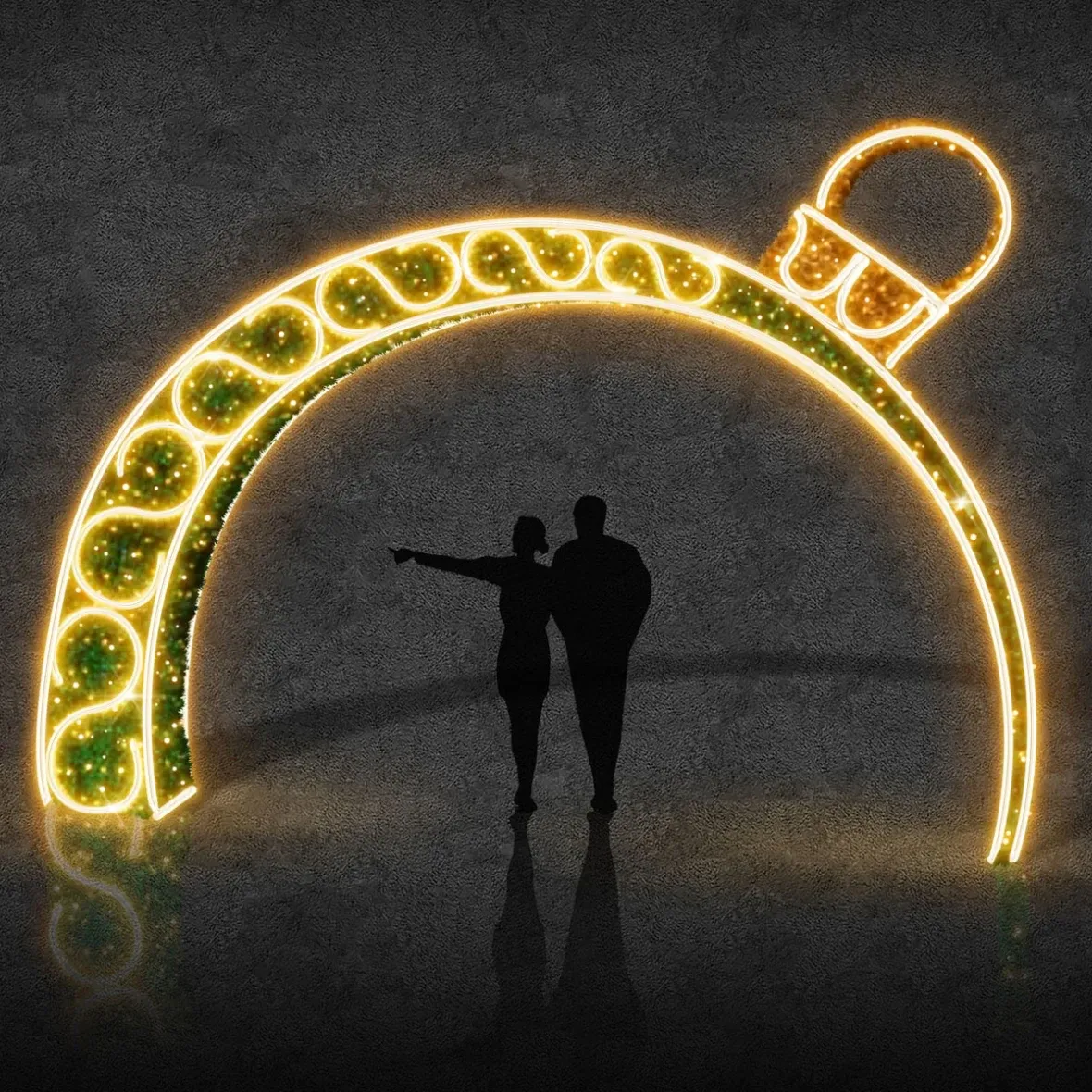 Easy Fix 3D LED světelná brána ozdoba zelená, 500 × 285 cm, teple bílá s Flash, stojící, hliník
