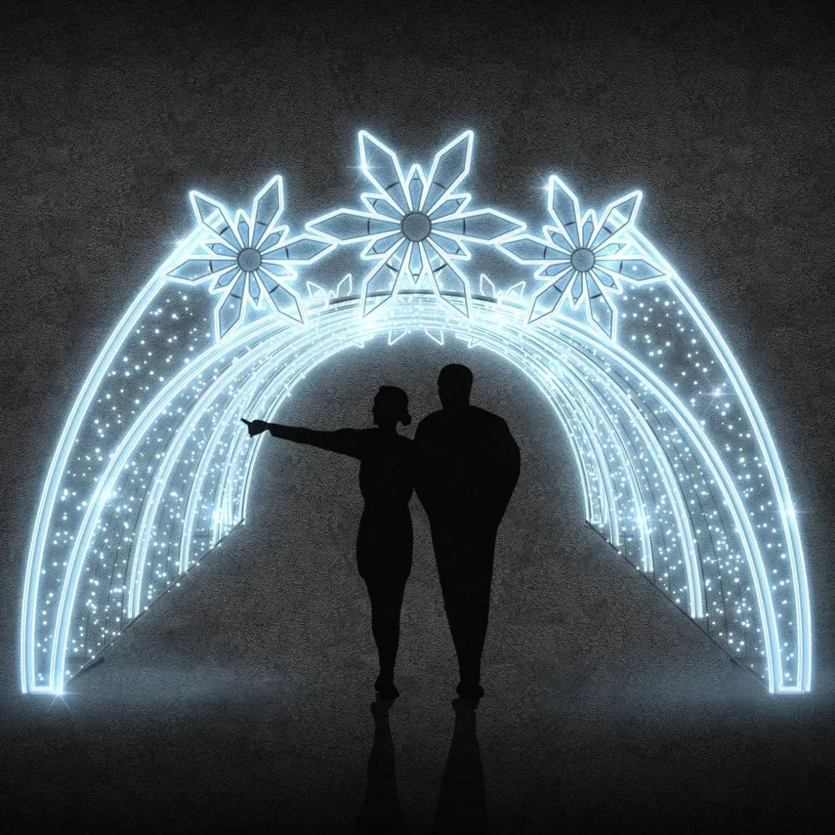 Easy Fix 3D LED světelný tunel 3 hvězdy, 420 × 300 × 1000 cm, ledově bílá, hliník
