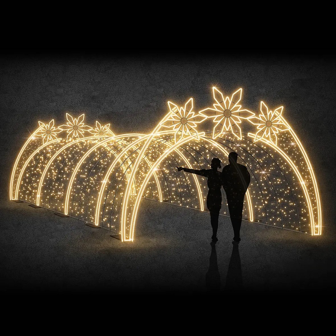 Easy Fix 3D LED světelný tunel, 420 × 300 × 1000 cm, teple bílá, hliník