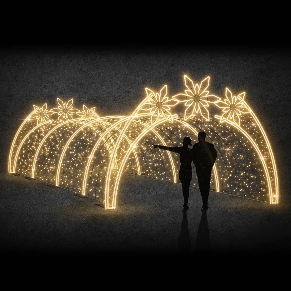 Easy Fix 3D LED světelný tunel, 420 × 300 × 1000 cm, teple bílá, hliník