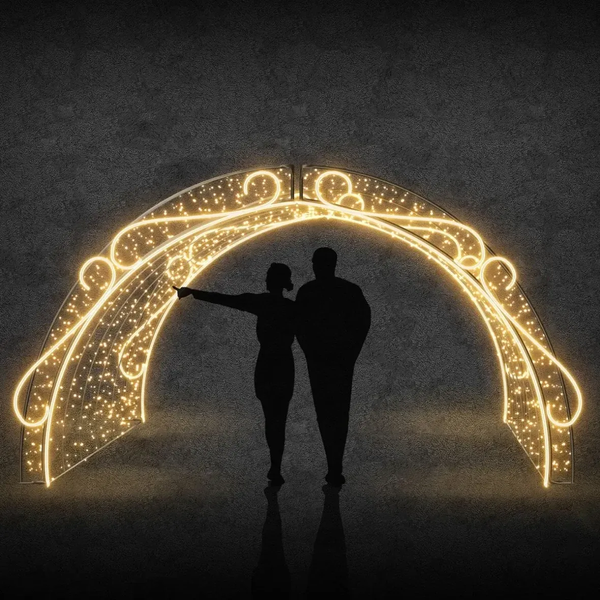 Easy Fix 2D LED světelná brána ornament, 515 × 265 × 60 cm, teple bílá, stojící, hliník