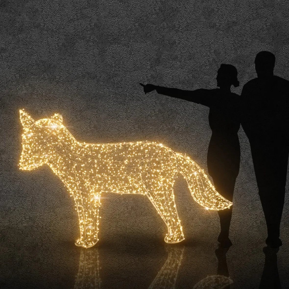 3D LED světelné lišče 130 cm, teple bílá s Flash, hliník