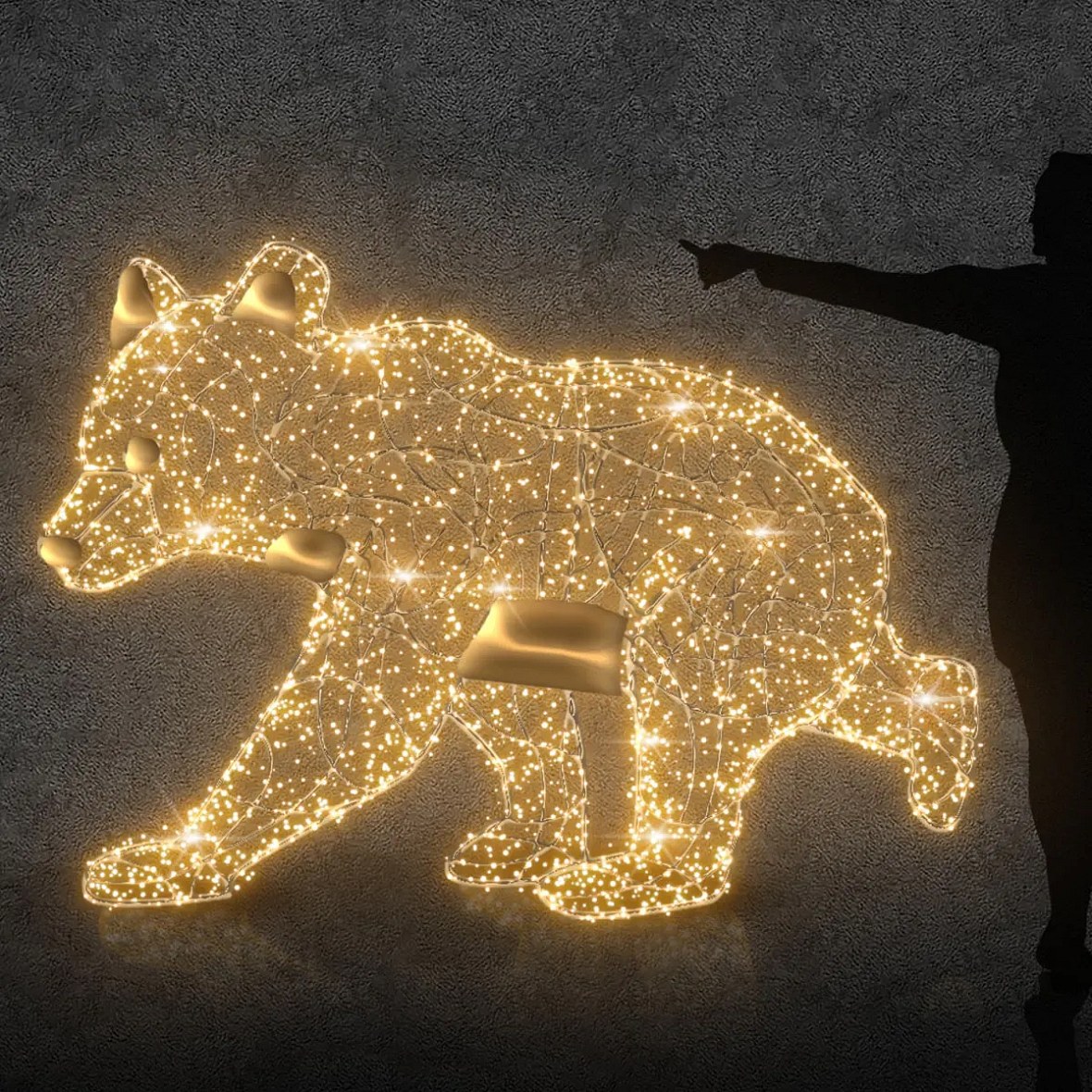 Eco Fix 3D LED světelné medvídě 160 cm, 28,8 V, teple bílá, hliník