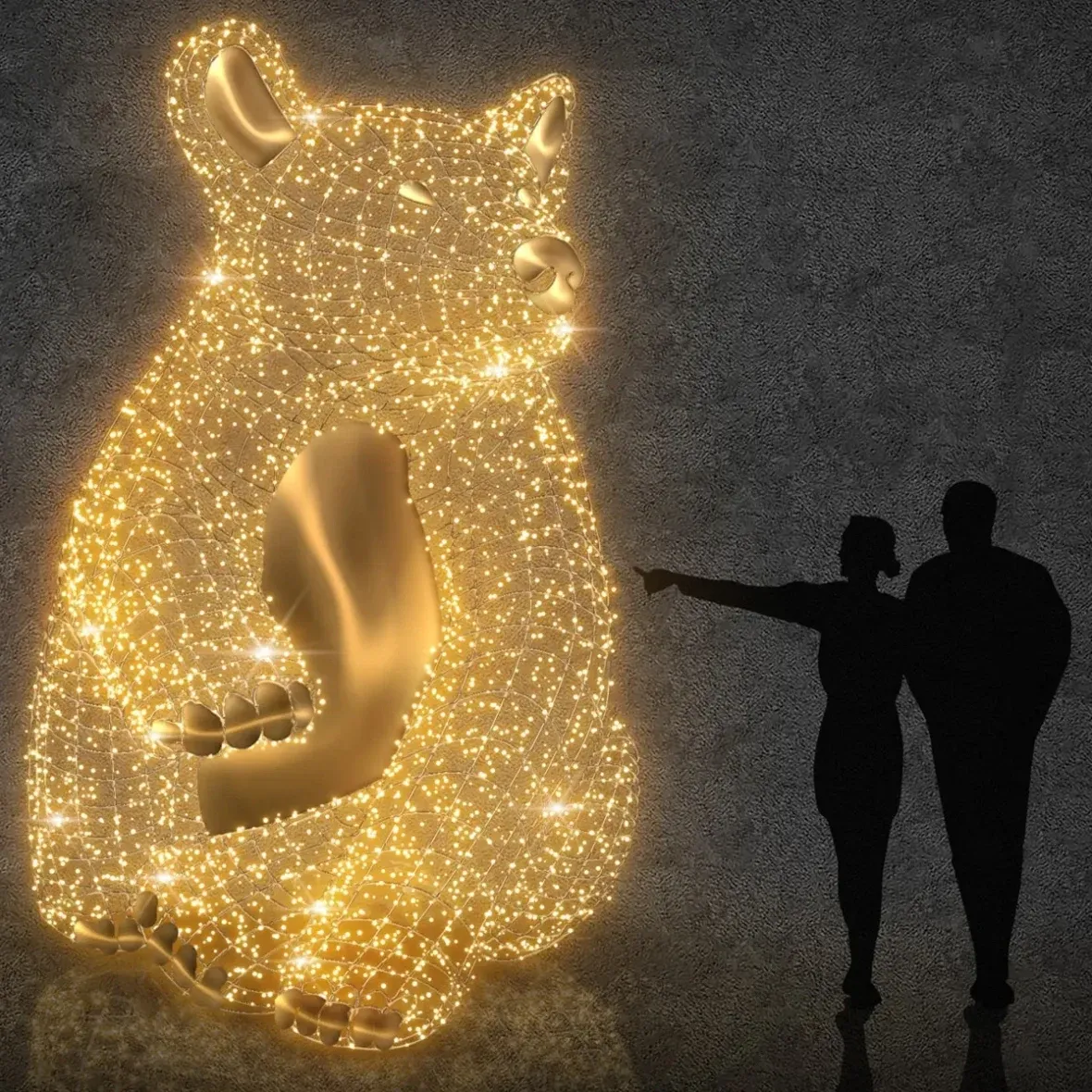 Eco Fix 3D LED světelný medvěd ?? × ?? × ?? cm, teple bílá, hliník