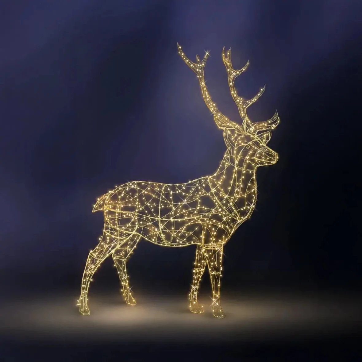 Eco Fix 3D LED světelný jelen 200 cm, teple bílá, hliník