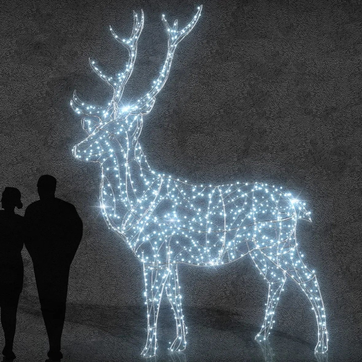 3D LED světelný jelen 350 cm, 36 V, 40,3 W, ledově bílá, ze 4 dílů