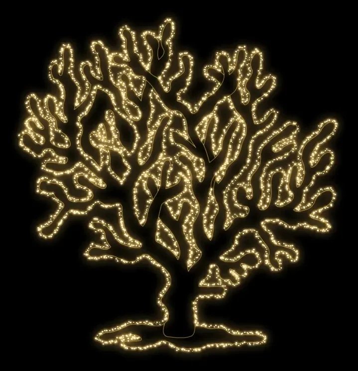 Eco Fix 2D LED světelné korály, 175 × 135 cm, teple bílá, stojící, 3D tisk