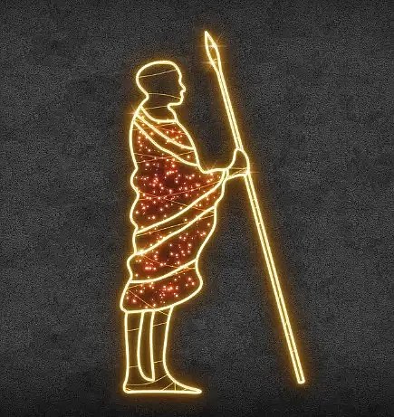 Eco Fix 2D LED světelná postava Afričanka, 114 × 225 cm, teple bílá, stojící, 3D tisk