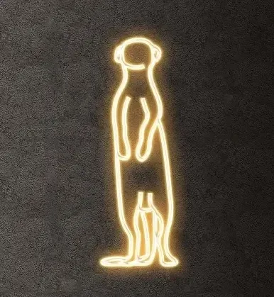 Eco Fix 2D LED světelná Surikata, stojící zepředu, závěsná, 41 × 122 × 3 cm, teple bílá, 3D tisk, zlatá