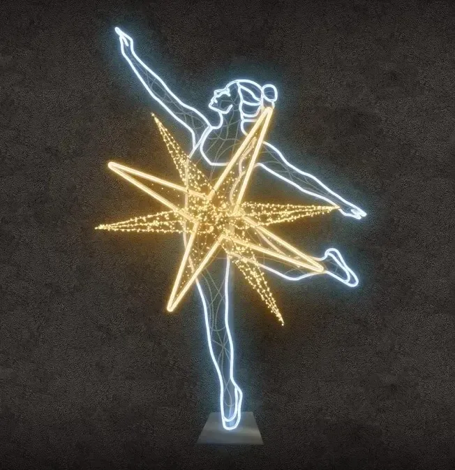 Eco Fix 2D LED světelná baletka II, 165 × 245 cm, teple a ledově bílá, stojící, 3D tisk