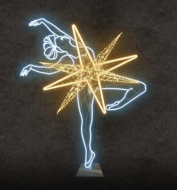 Eco Fix 2D LED světelná baletka III, 190 × 225 cm, teple a ledově bílá, stojící, 3D tisk